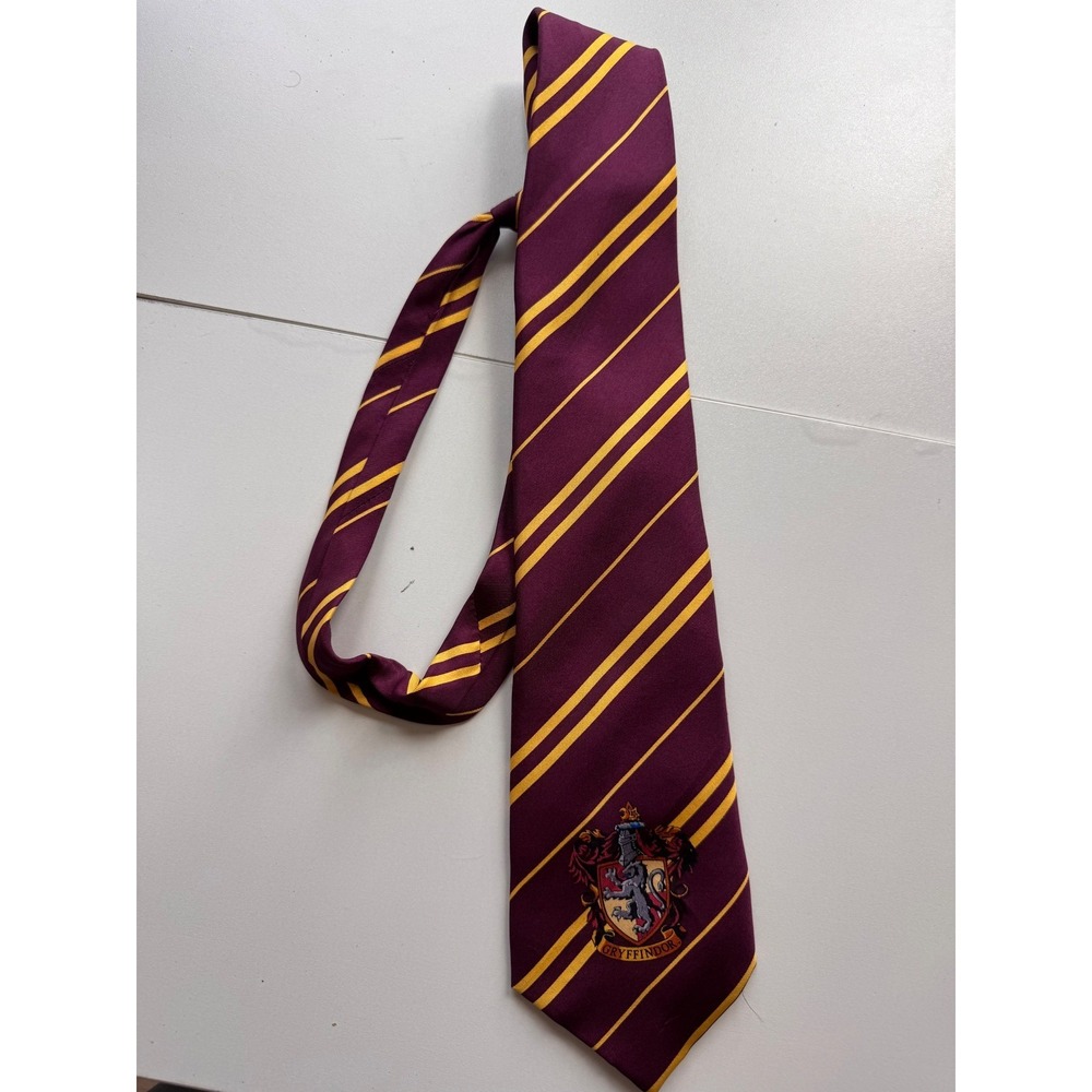 Harry Potter Gryffindor House Crest Silk Tie‎ Burgundy Gold Stripes